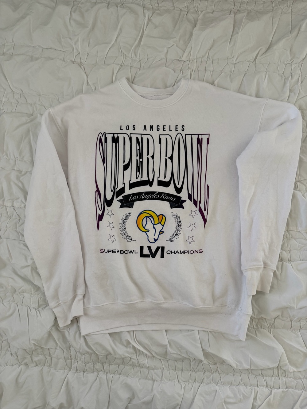 Vintage White Los Angeles Super Bowl LVI Crewneck Sweatshirt